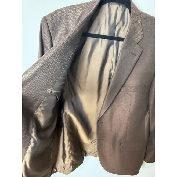 Turnbury Men’s Blazer 44L Brown Wool Silk Blend Sport Coat Two-Button Jacket - Picture 5 of 9